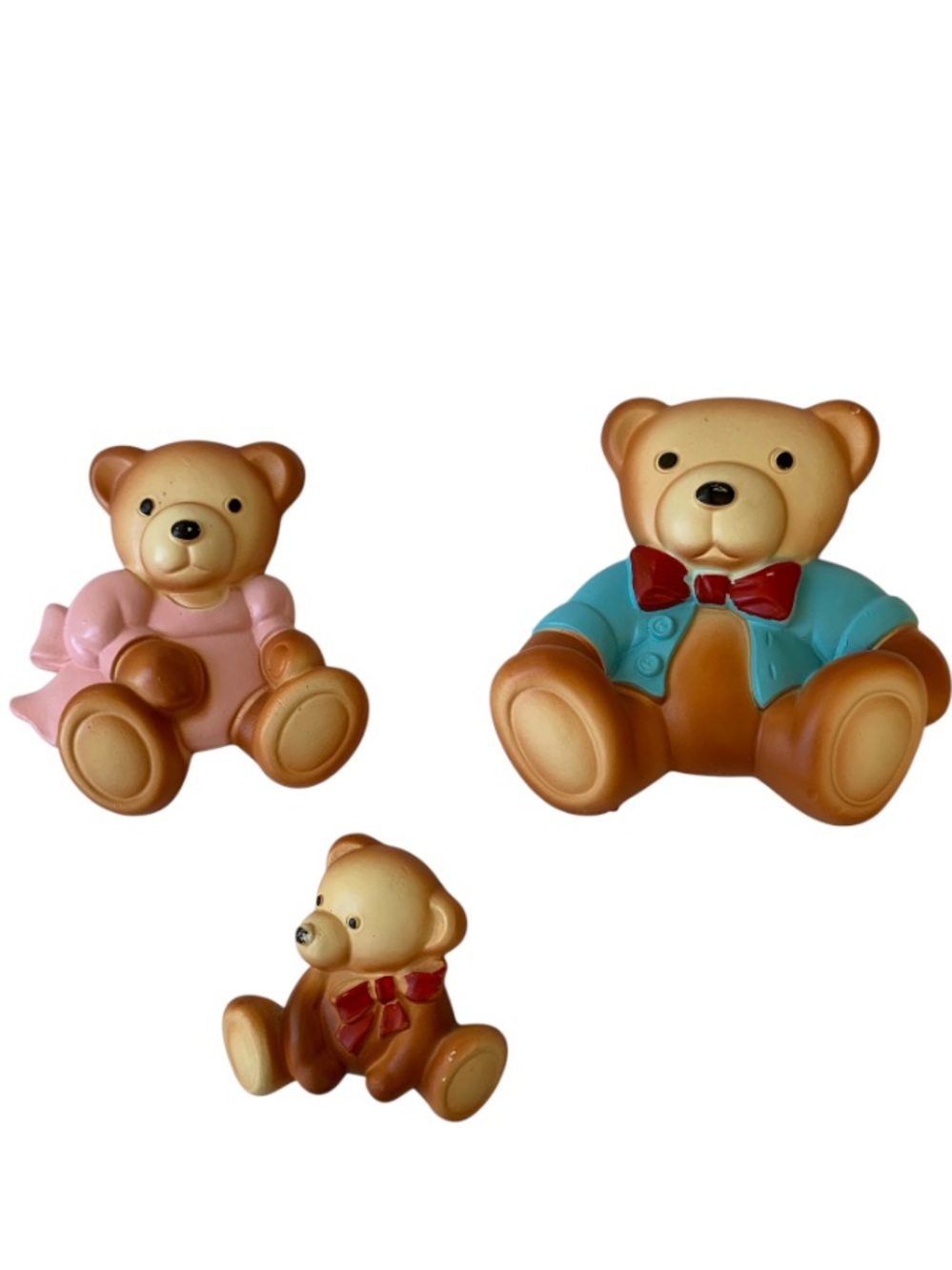 Vintage 1984 Miller Studio Chalkware Teddy Bear Wall Decor - Set of 3